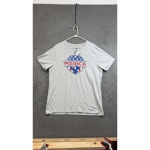 'Merica Shirt Mens‎ 2XL Gray Patriotic Eagle USA Flag Graphic Short Sleeve Tee